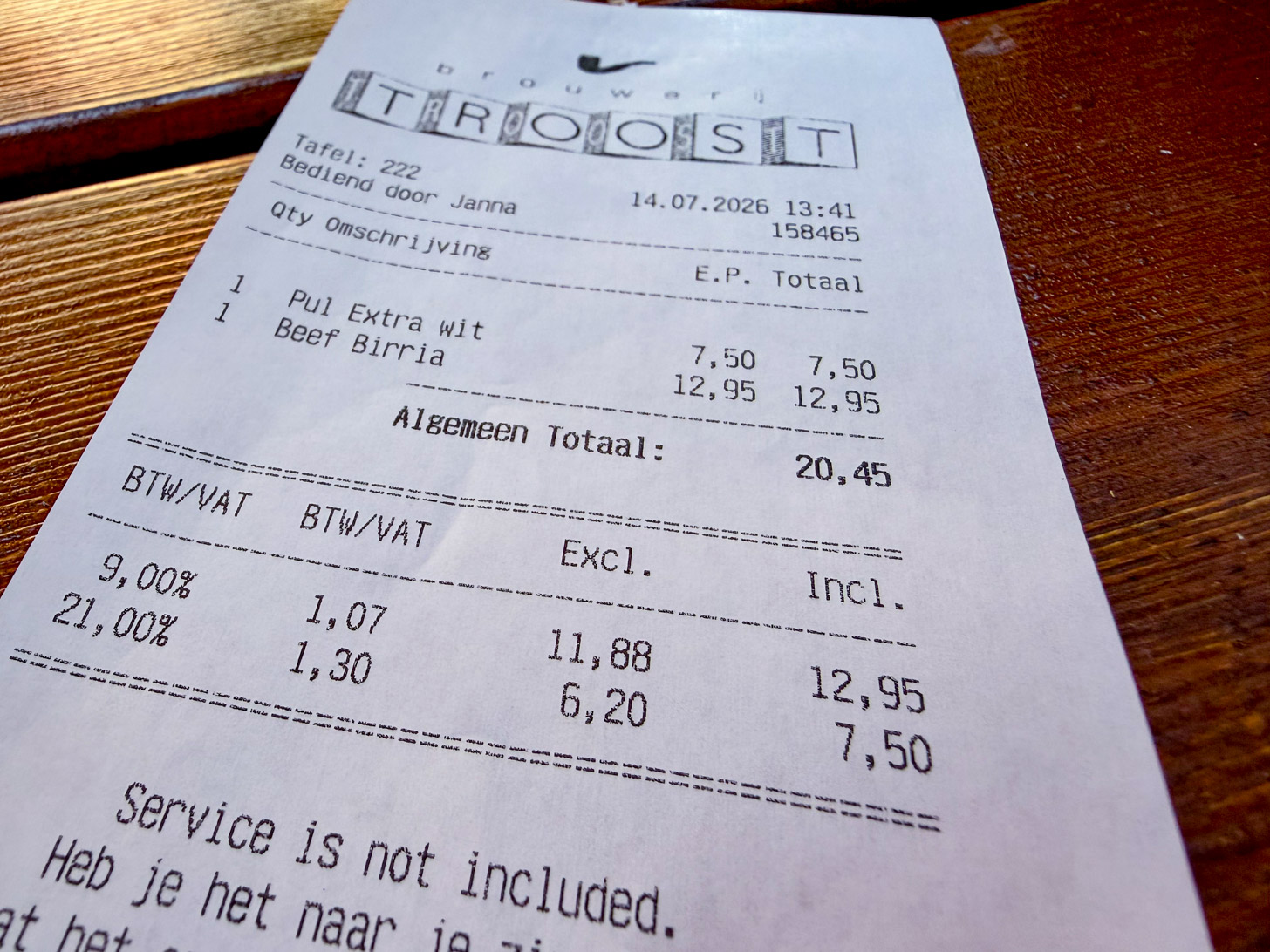 lunch bij Brouwerij Troost